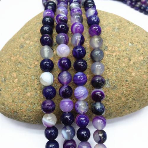 Natural Lace Agate Beads Round polished DIY purple Sold Per Approx 38 cm Strand