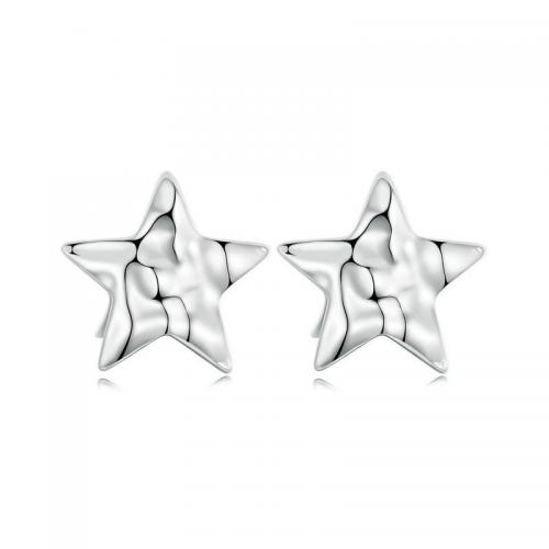 Sterling Silver Jewelry Earring, 925 Sterling Silver, Star, platanam plátáilte, jewelry faisin & do bhean, nicil, luaidhe & caidmiam saor in aisce, 12x13mm, Díolta De réir Péire