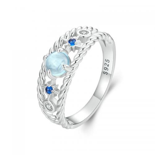 Zircon cubique Micro Pave Sterling Silver Rings, Argent sterling 925, avec Spinelle & verre, Plaqué de platine, bijoux de mode & normes différentes pour le choix & pavé de micro zircon & pour femme, protéger l'environnement, sans nickel, plomb et cadmium, Vendu par PC