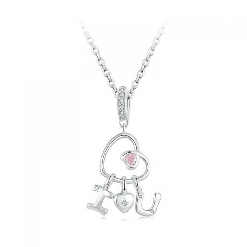 Kubieke Zircon Micro effenen Sterling zilveren ketting, 925 sterling zilver, geplatineerd, mode sieraden & micro pave zirconia & voor vrouw, nikkel, lood en cadmium vrij, Lengte Ca 45 cm, Verkocht door PC