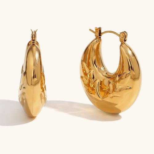 Rostfritt stål spaken bakåt Earring, 316L rostfritt stål, 18K guldpläterad, mode smycken & för kvinna, gyllene, 30x26mm, Säljs av Par