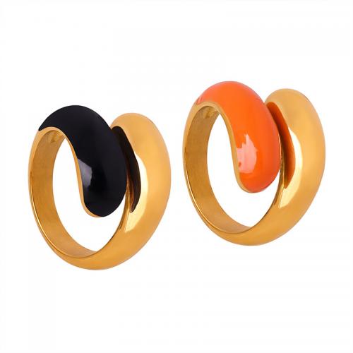 Titanium Steel Finger Ring fashion jewelry & for woman & enamel inner diameter 17mm width 15mm US Ring Sold By PC