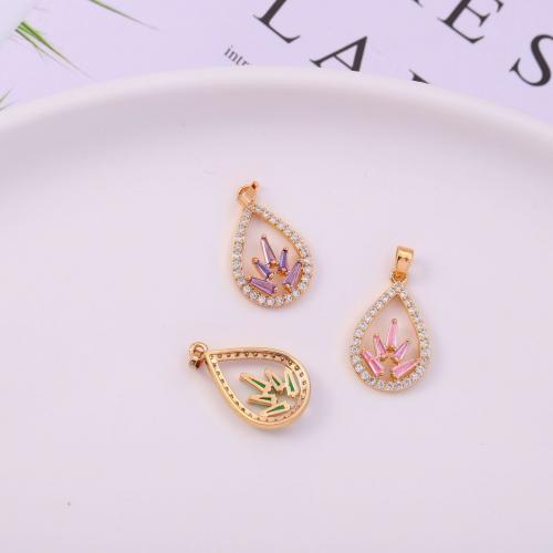 Crystal Pendants Brass with Crystal Teardrop gold color plated DIY nickel lead & cadmium free Sold By PC