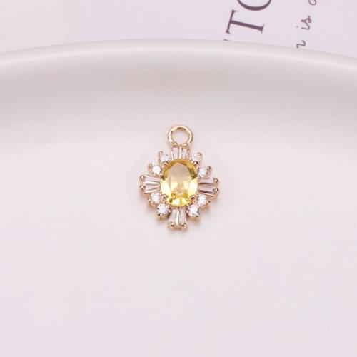 Crystal Pendants Brass with Crystal Flower gold color plated DIY nickel lead & cadmium free Sold By PC