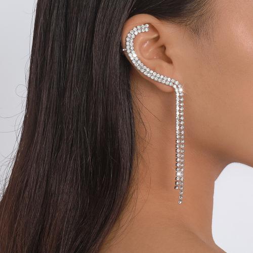 Trendy ear cuffs, Zinc Alloy, plated, mode sieraden & voor vrouw & met strass, meer kleuren voor de keuze, nikkel, lood en cadmium vrij, 15x135mm, Verkocht door PC