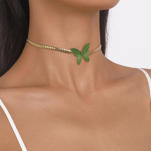 Mode Collier Choker, laiton, papillon, Placage, bijoux de mode & pour femme & émail, plus de couleurs à choisir, protéger l'environnement, sans nickel, plomb et cadmium, Vendu par PC