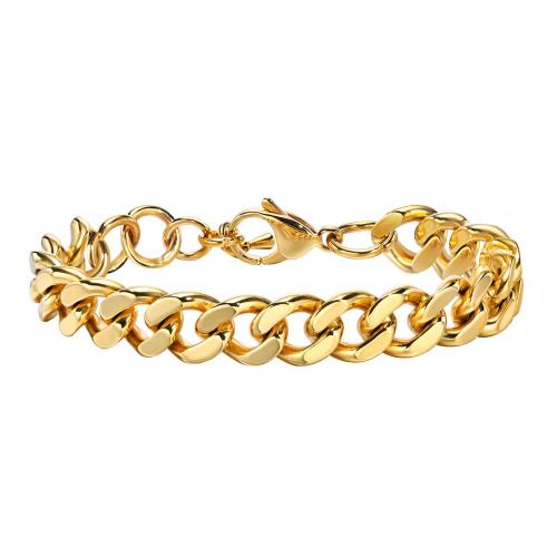 Bijoux bracelet en acier inoxydable, Acier inoxydable 304, Placage de couleur d'or, bijoux de mode & pour femme, protéger l'environnement, sans nickel, plomb et cadmium, wide:0.5 inch, Longueur Environ 6.3-8.3 pouce, Vendu par PC