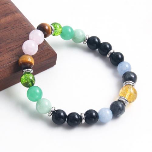 Gemstone Bracciali, 304 acciaio inox, with Pietra naturale, placcato, unisex, multi-colore, Lunghezza Appross. 18 cm, Venduto da PC