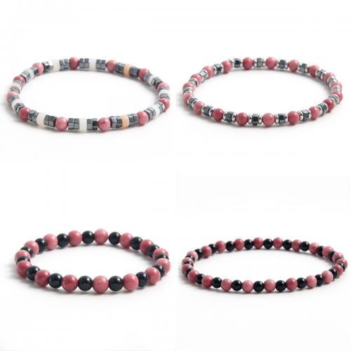 Bracelets de pierres précieuses, Acier inoxydable 304, avec Obsidienne & rhodonite & Hématite, Placage, unisexe & styles différents pour le choix, plus de couleurs à choisir, Longueur Environ 18 cm, Vendu par PC