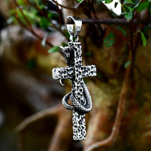 Nerezová ocel Cross Přívěsky, 304 Stainless Steel, Zabalené Cross, lesklý, DIY & černat, Původní barva, 30x68.20mm, Prodáno By PC