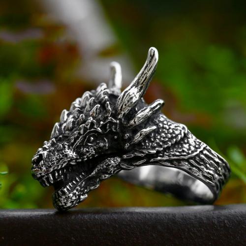 Acier titane bague, dragon, poli, Vintage & normes différentes pour le choix & pour homme & noircir, Taille:7-13, Vendu par PC