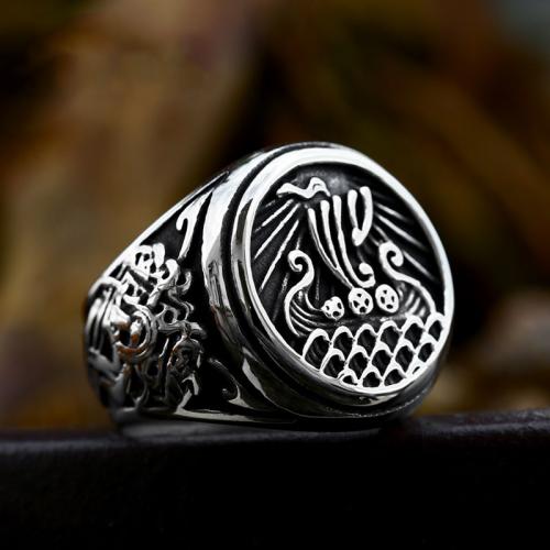 Titanium Steel Finger Ring polished vintage & for man & blacken original color US Ring Sold By PC