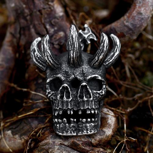 Titanium Steel Pendants Skull polished vintage & DIY & blacken Sold By PC