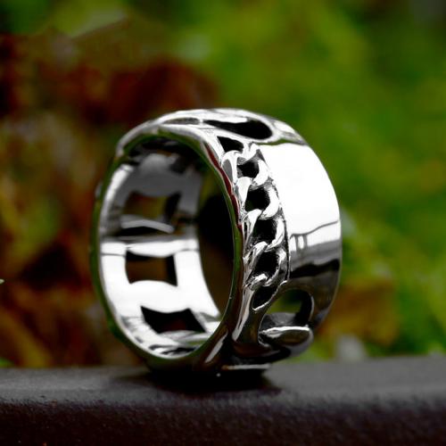 Titanium Staal Finger Ring, gepolijst, verschillende grootte voor keus & voor de mens & hol, oorspronkelijke kleur, Maat:7-13, Verkocht door PC