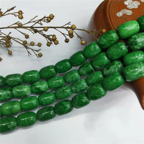 Jade Beads, Kosmochlor + Jade, Bucket, poleret, du kan DIY & forskellig størrelse for valg, grøn, Solgt Per Ca. 38 cm Strand