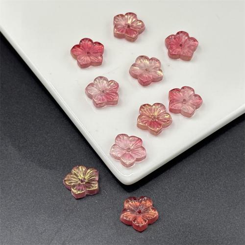 Plattierte Lampwork Perlen, Plum Blossom, DIY, keine, 14mm, ca. 100PCs/Tasche, verkauft von Tasche