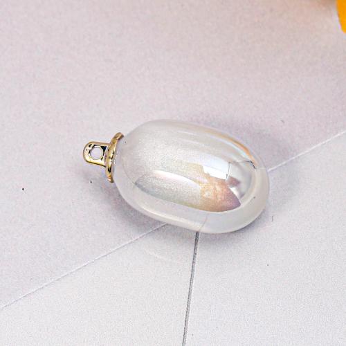 ABS plastique Pendentifs, plastique ABS, avec alliage de zinc, Rond, Placage, DIY, plus de couleurs à choisir, 14x25mm, Environ 100PC/sac, Vendu par sac