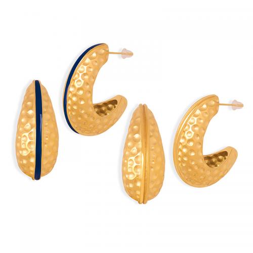 Titanium Steel  Earring Vacuum Ion Plating fashion jewelry & for woman & enamel Sold By Pair