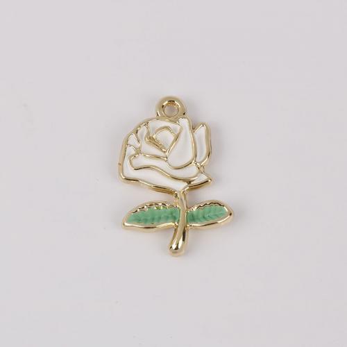 Zinc Alloy Enamel Pendants Rose gold color plated DIY nickel lead & cadmium free Sold By Bag