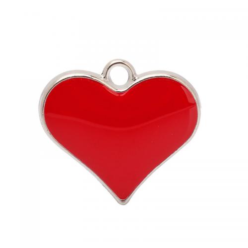 Zinc Alloy Enamel Pendants Heart silver color plated DIY nickel lead & cadmium free Sold By Bag