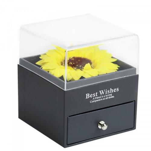 Plastic halsketting, met Papier, Zonnebloem, Geschenkdoospakket, 90x90x105mm, Verkocht door box