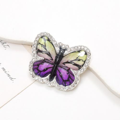 Zink legering smykker Cabochons, Zinc Alloy, med Glas, Butterfly, forgyldt, du kan DIY & med rhinestone, flere farver til valg, nikkel, bly & cadmium fri, 37x30mm, Solgt af PC