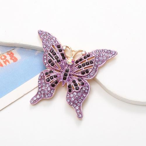 Zinc Alloy Rhinestone Pendants Butterfly plated DIY & with rhinestone nickel lead & cadmium free Sold By PC