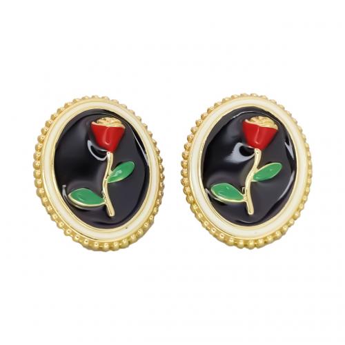 Brass Stud Earring 18K gold plated fashion jewelry & for woman & enamel nickel lead & cadmium free Sold By Pair