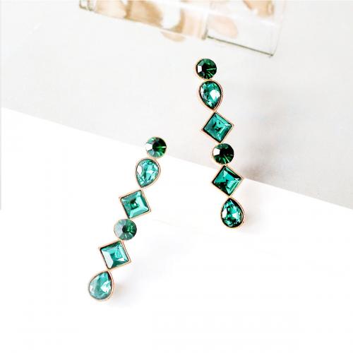 Zinc Alloy Stud Earring fashion jewelry & for woman & with rhinestone nickel lead & cadmium free Sold By Pair