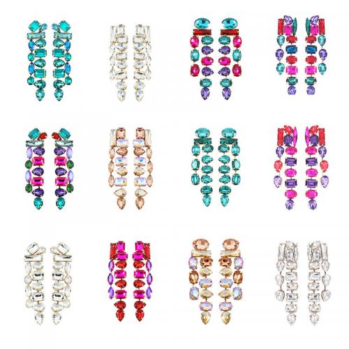 Zinc Alloy Stud Earring fashion jewelry & for woman & with rhinestone nickel lead & cadmium free Sold By Pair