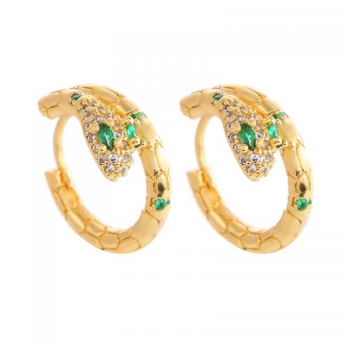 Cubic Zirconia Micro Pave Brass Earring real gold plated micro pave cubic zirconia & for woman Sold By Pair