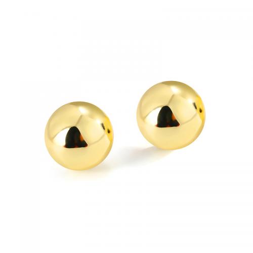 Brass Stud Earring real gold plated for woman golden Sold By Pair