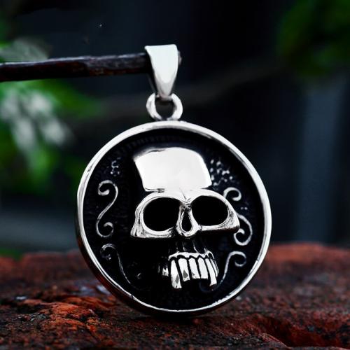 Cruach dhosmálta Skull pendants, 304 Cruach dhosmálta, Blaosc, snasta, seanré & DIY & blacken, dath bunaidh, 32.40x45.80mm, Díolta De réir PC