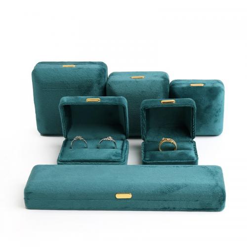 Velour Multifunctionele Jewelry Box, met Ijzer, Draagbare & verschillende grootte voor keus, zuur blauw, Verkocht door PC