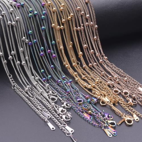 Corrente de colar, Aço inoxidável 304, with 5cm extender chain, joias de moda & unissex, Mais cores pare escolha, Chain width 1.5mm,beads:3.5mm, comprimento Aprox 40 cm, vendido por PC