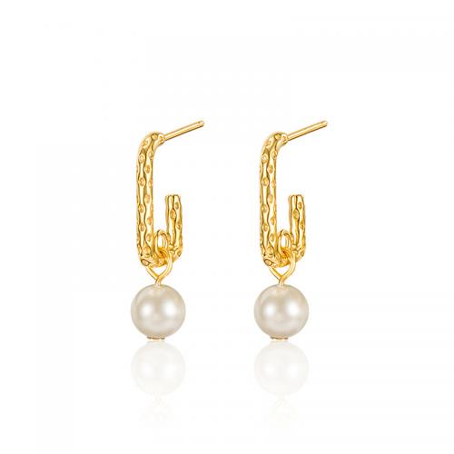 Boucle d'oreille bijoux en argent sterling, Argent sterling 925, avec Shell Pearl, Placage, bijoux de mode & pour femme, plus de couleurs à choisir, protéger l'environnement, sans nickel, plomb et cadmium, 9mm, Vendu par paire