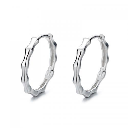 925 Sterling Silver Hoop naušnice, platine pozlaćen, modni nakit & za žene, nikal, olovo i kadmij besplatno, 1.90x15.10mm, Prodano By par