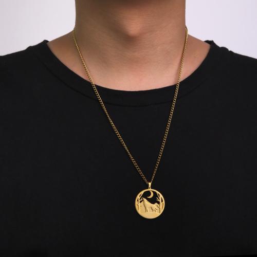 Collier d'acier titane, Rond, Placage, Double couche & pour homme, plus de couleurs à choisir, Longueur 60 cm, Vendu par PC