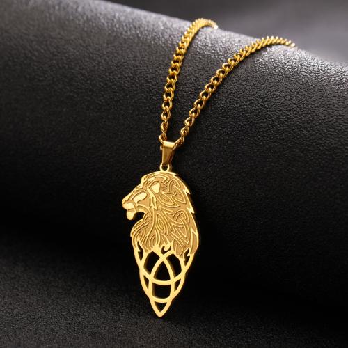 Collier d'acier titane, avec 5CM chaînes de rallonge, lion, Placage, bijoux de mode & pour femme & creux, plus de couleurs à choisir, Longueur 45 cm, Vendu par PC