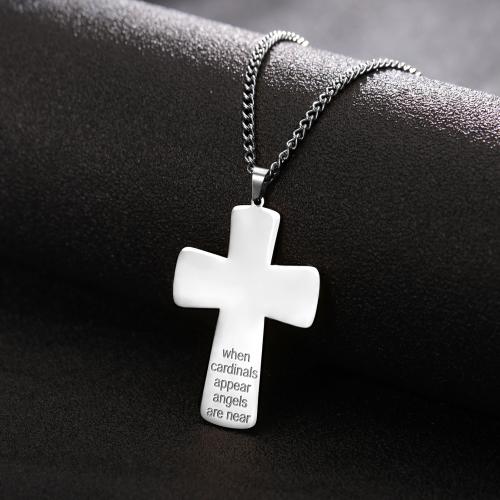 Tíotáiniam Cruach muince, Cruach Tíotáiniam, Cross, plátáilte, jewelry faisin & do fear, dathanna níos mó le haghaidh rogha, Fad 60 cm, Díolta De réir PC