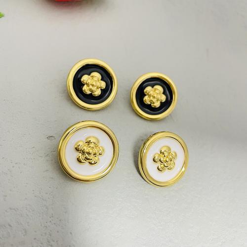 Latão Brinco, cobre, Roda, 18K banhado a ouro, joias de moda & para mulher & esmalte, Mais cores pare escolha, níquel, chumbo e cádmio livre, 20x20mm, vendido por par