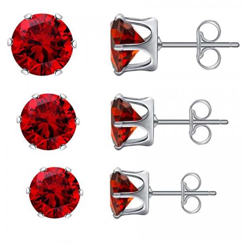 316L Stainless Steel Stud Earring, Runde, forskellig størrelse for valg & Micro Pave cubic zirconia & for kvinde, flere farver til valg, Solgt af par