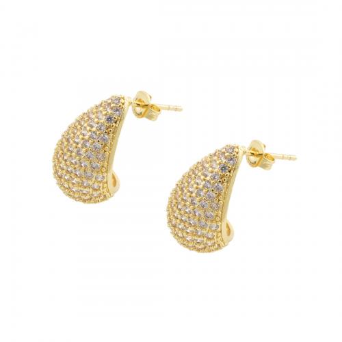 Boucles d'oreilles en laiton zircon cubique pavent, fade et jamais plaqué de haute qualité, bijoux de mode & pavé de micro zircon & pour femme, plus de couleurs à choisir, protéger l'environnement, sans nickel, plomb et cadmium, 20x12.50x20mm, Vendu par paire