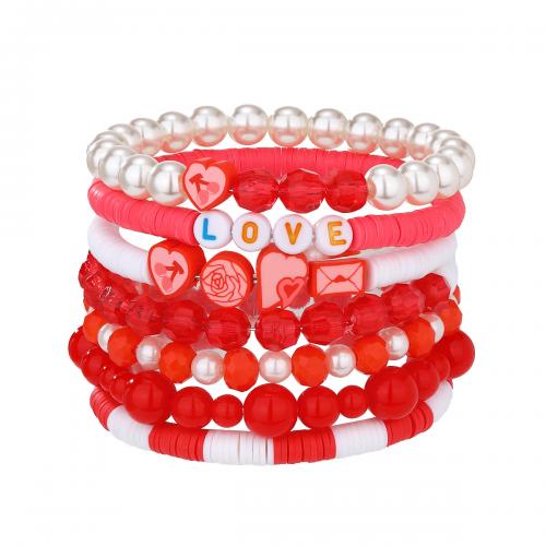 Bijoux bracelets de mode, argile de polymère, fait à la main, 7 pièces & bijoux de mode & pour femme, protéger l'environnement, sans nickel, plomb et cadmium, Longueur Environ 6-12 cm, Vendu par fixé