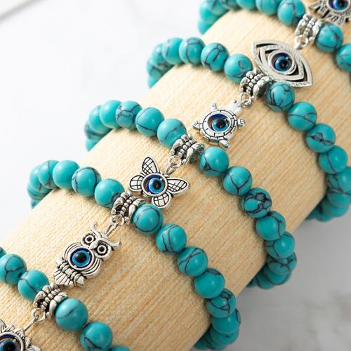 Pulsera de Turquesa, Turquesa natural, con aleación de zinc, chapado, Joyería & diferentes patrones para la opción, más colores para la opción, longitud 19 cm, Vendido por UD