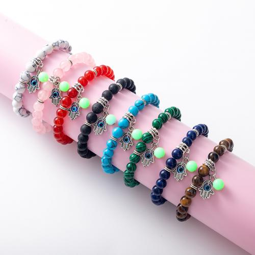 Gemstone Bracelets Natural Stone with Night-Light Stone & Zinc Alloy fashion jewelry & Unisex Length 19 cm Sold By PC