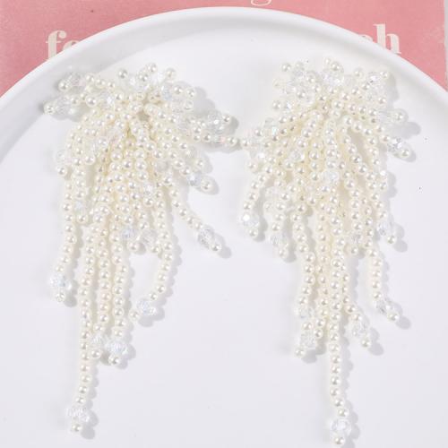 Accesorios para el cabello DIY de, Perlas de plástico ABS, con Cristal, Bricolaje, Blanco, 115x40mm, Vendido por UD