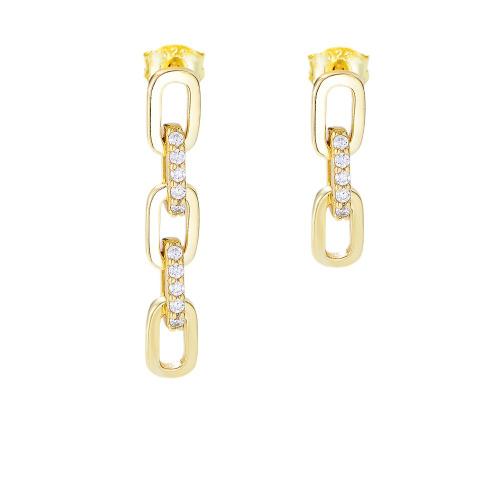 Cubic Zirconia micro pavimenta Sterling Silver Earring, 925 argento sterlina, placcato, Micro spianare cubic zirconia & per la donna, dorato, Venduto da coppia