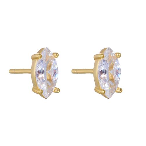 Cubic Zirconia micro pavimenta Sterling Silver Earring, 925 argento sterlina, placcato, Micro spianare cubic zirconia & per la donna, nessuno, Venduto da coppia