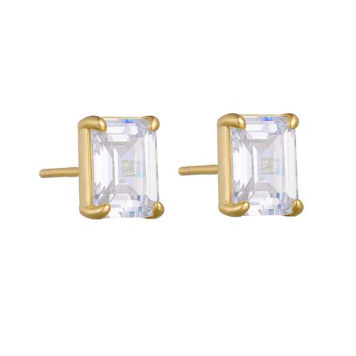 Cubic Zirconia micro pavimenta Sterling Silver Earring, 925 argento sterlina, placcato, Micro spianare cubic zirconia & per la donna, nessuno, Venduto da coppia